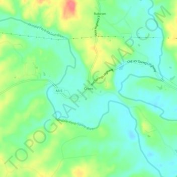 Mapa topográfico Crows, altitude, relevo