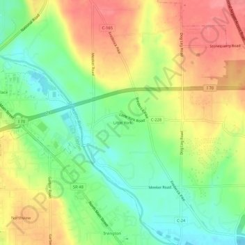 Mapa topográfico Little York, altitude, relevo