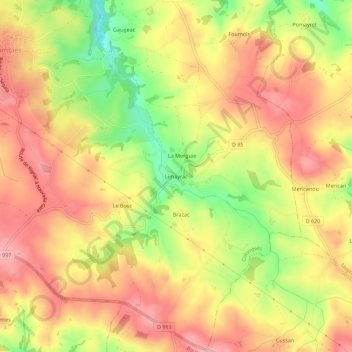 Mapa topográfico Limayrac, altitude, relevo