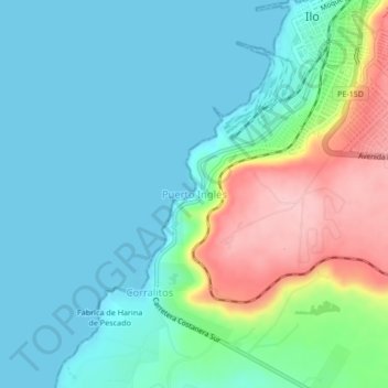 Mapa topográfico Puerto Ingles, altitude, relevo