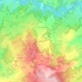 Mapa topográfico Vaubourdolle, altitude, relevo