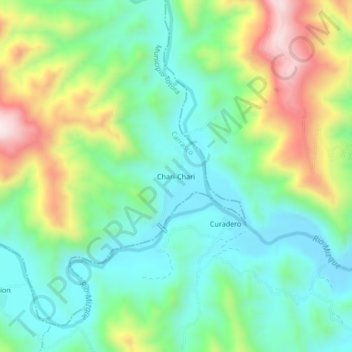 Mapa topográfico Chari-Chari, altitude, relevo