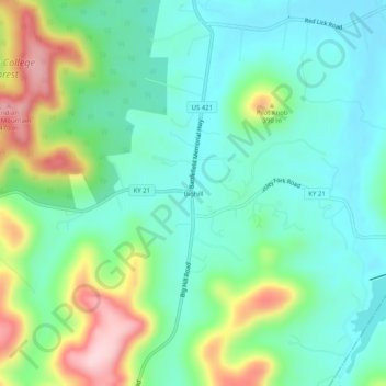 Mapa topográfico Bighill, altitude, relevo