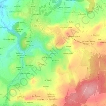 Mapa topográfico La Motte, altitude, relevo