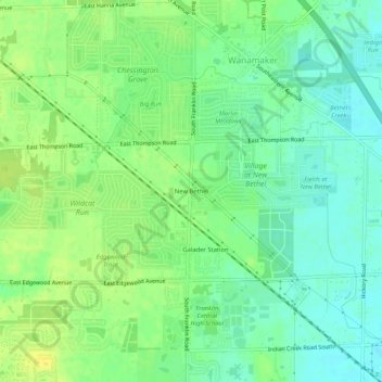 Mapa topográfico New Bethel, altitude, relevo