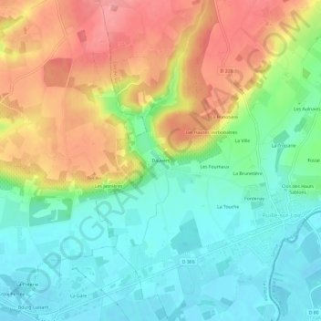 Mapa topográfico Dauvers, altitude, relevo