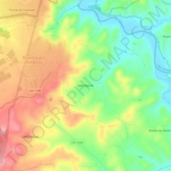 Mapa topográfico Vale Pepino, altitude, relevo