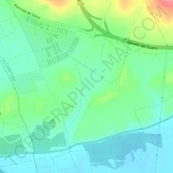 Mapa topográfico Las Laurelas, altitude, relevo