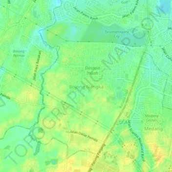 Mapa topográfico Bojong Nangka, altitude, relevo