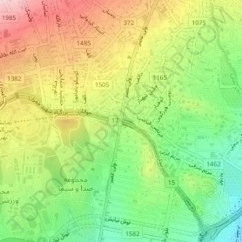 Mapa topográfico Parkway, altitude, relevo