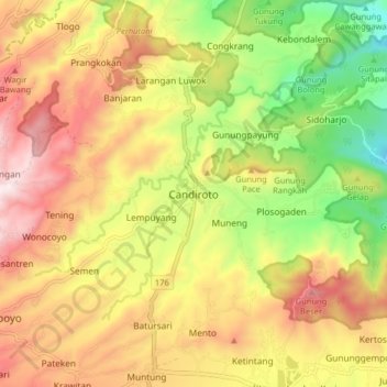 Mapa topográfico Candiroto, altitude, relevo