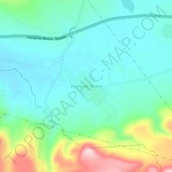 Mapa topográfico Venta de Bravo, altitude, relevo