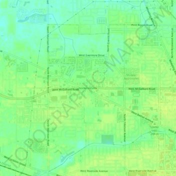 Mapa topográfico Andersonville, altitude, relevo