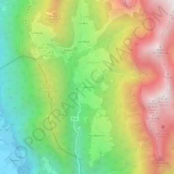 Mapa topográfico La Perrière, altitude, relevo