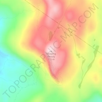 Mapa topográfico Sleeping Beauty, altitude, relevo