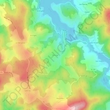 Mapa topográfico Vissingy, altitude, relevo