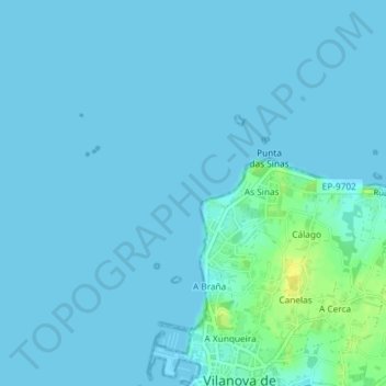 Mapa topográfico O Sinal do Fuciño do Porco, altitude, relevo