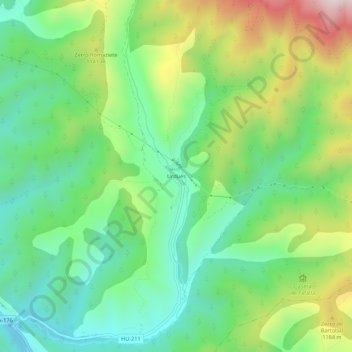 Mapa topográfico Urdués, altitude, relevo