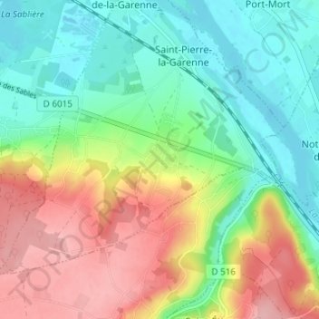 Mapa topográfico Bailly, altitude, relevo