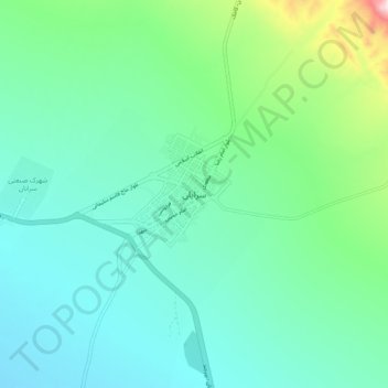 Mapa topográfico Sarayan, altitude, relevo