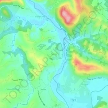 Mapa topográfico Biscay, altitude, relevo