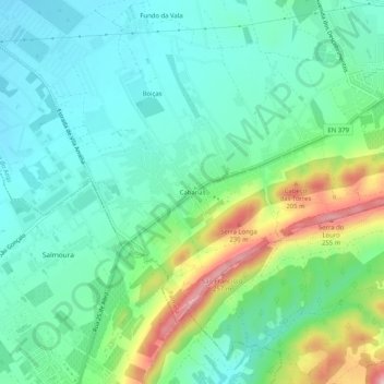 Mapa topográfico Cabanas, altitude, relevo