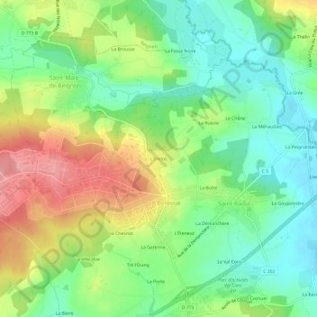 Mapa topográfico L'Enclos, altitude, relevo
