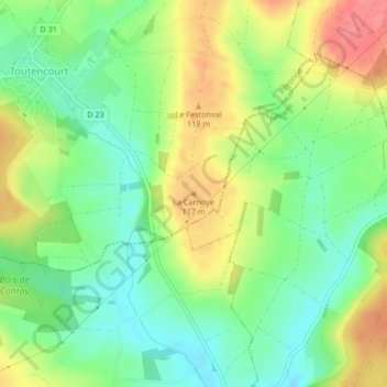 Mapa topográfico La Carnoye, altitude, relevo
