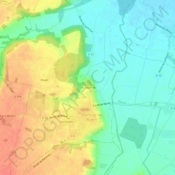 Mapa topográfico Les Casteras, altitude, relevo