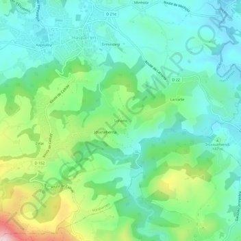Mapa topográfico Sohano, altitude, relevo