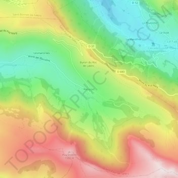Mapa topográfico Récusset, altitude, relevo