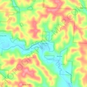 Mapa topográfico Longstreth, altitude, relevo