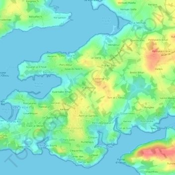 Mapa topográfico Prat Pann, altitude, relevo