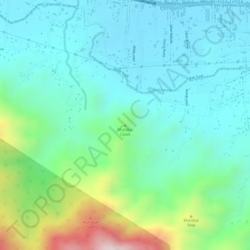 Mapa topográfico Munduk Cipak, altitude, relevo