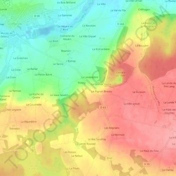 Mapa topográfico L'Aumelle, altitude, relevo