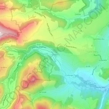 Mapa topográfico Le Cheix, altitude, relevo