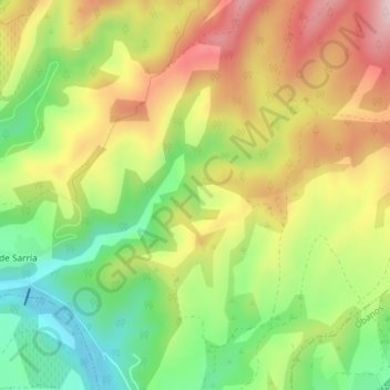 Mapa topográfico Gomazin, altitude, relevo
