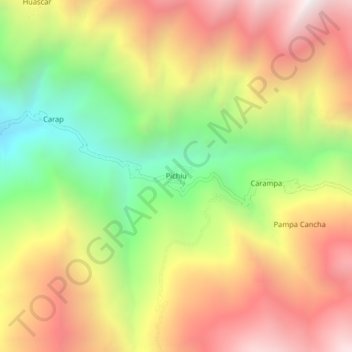 Mapa topográfico Pichiu, altitude, relevo