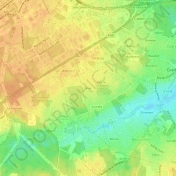 Mapa topográfico Ornon, altitude, relevo