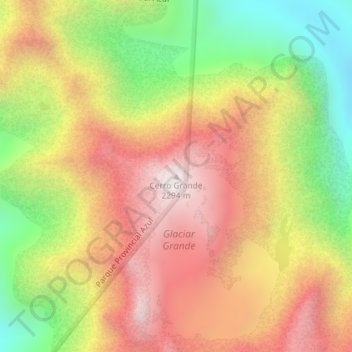 Mapa topográfico Cerro Grande, altitude, relevo