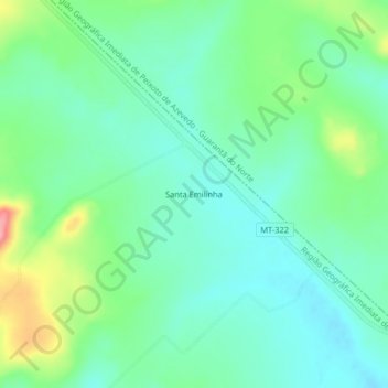 Mapa topográfico Santa Emilinha, altitude, relevo