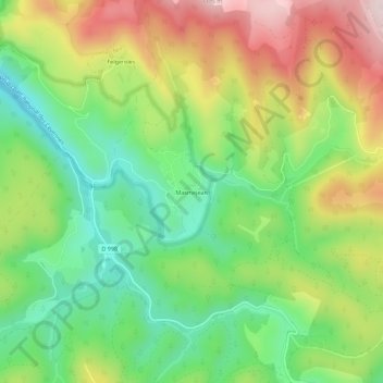 Mapa topográfico Masmejean, altitude, relevo