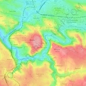 Mapa topográfico Cité Lalande, altitude, relevo