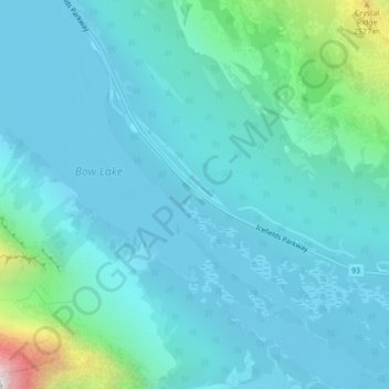 Mapa topográfico Crowfoot Glacier Viewpoint, altitude, relevo