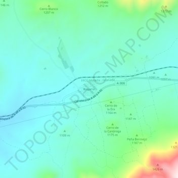 Mapa topográfico Bogarre, altitude, relevo