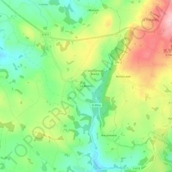 Mapa topográfico La Rivière, altitude, relevo