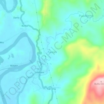 Mapa topográfico Taulan, altitude, relevo