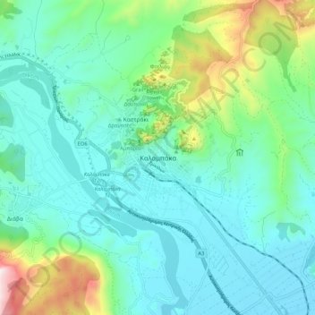 Mapa topográfico Καλαμπάκα, altitude, relevo