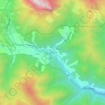 Mapa topográfico Espinama, altitude, relevo