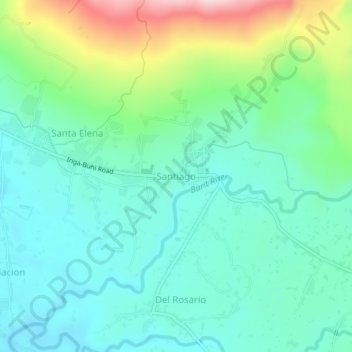 Mapa topográfico Santiago, altitude, relevo